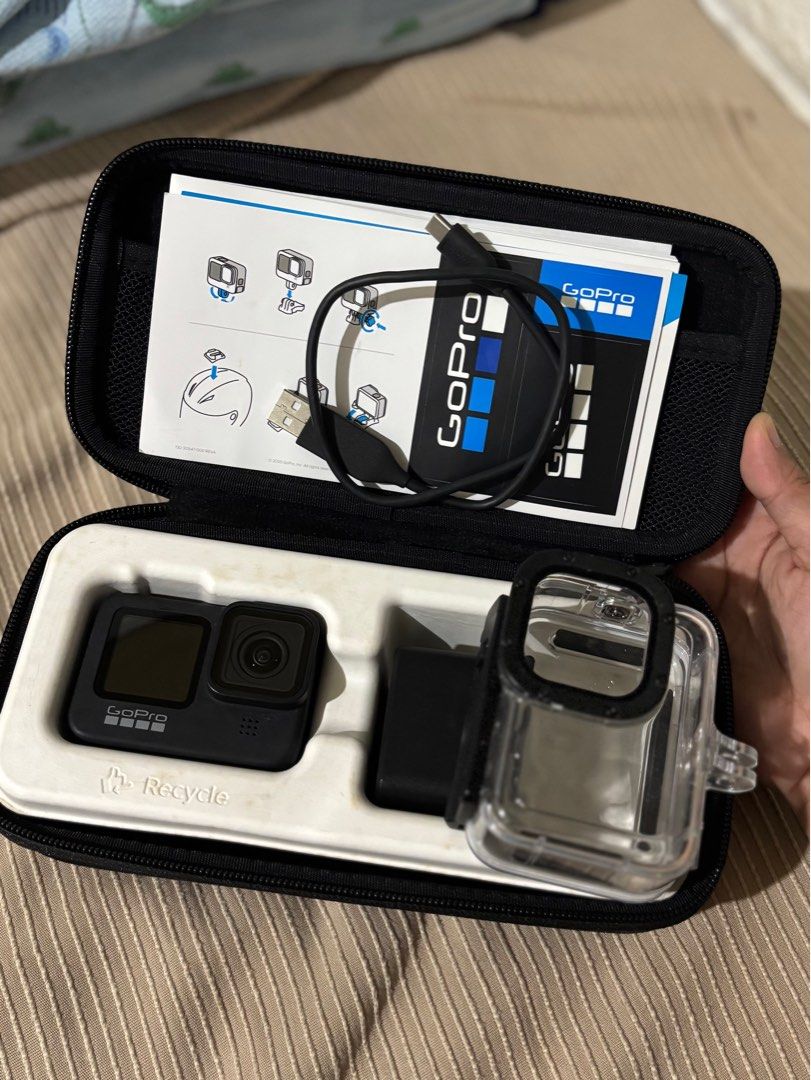 GoPro HERO 9 Black Action Camera (Category: Cameras) located in Butuan. Submitted by tinjokxx (Listing ID 1427897756, Image 1). Description: GoPro HERO 9 Black action camera Includes case and accessories (see photos) with battery (other brand) Used for few times only No to low baller ❌ PM for inquiries.