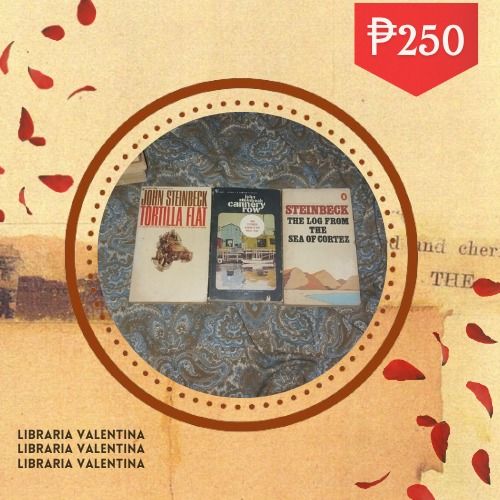 John Steinbeck Books (Category: Storybooks) located in Malolos. Submitted by librariavalentinabooks (Listing ID 1427822001, Image 1). Description: 250 each! Tortilla Flat Cannery Row SOLD The Log from the Sea of Cortez Sweet Thursday.