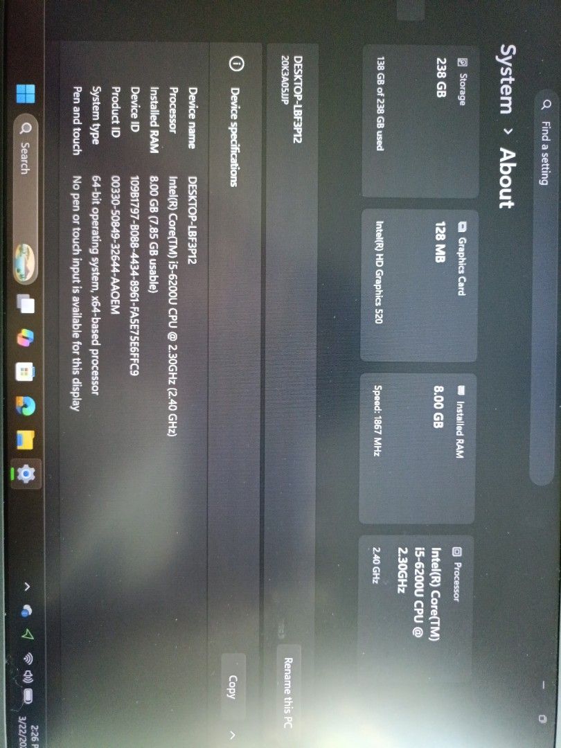 Lenovo ThinkPad Laptop - Intel i5, 8GB RAM405921229208954882