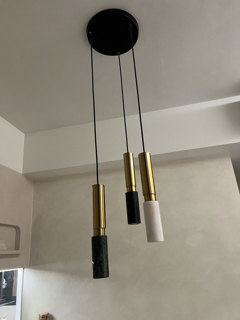 Modern 3-Light Pendant Lamp - Gold & Marble