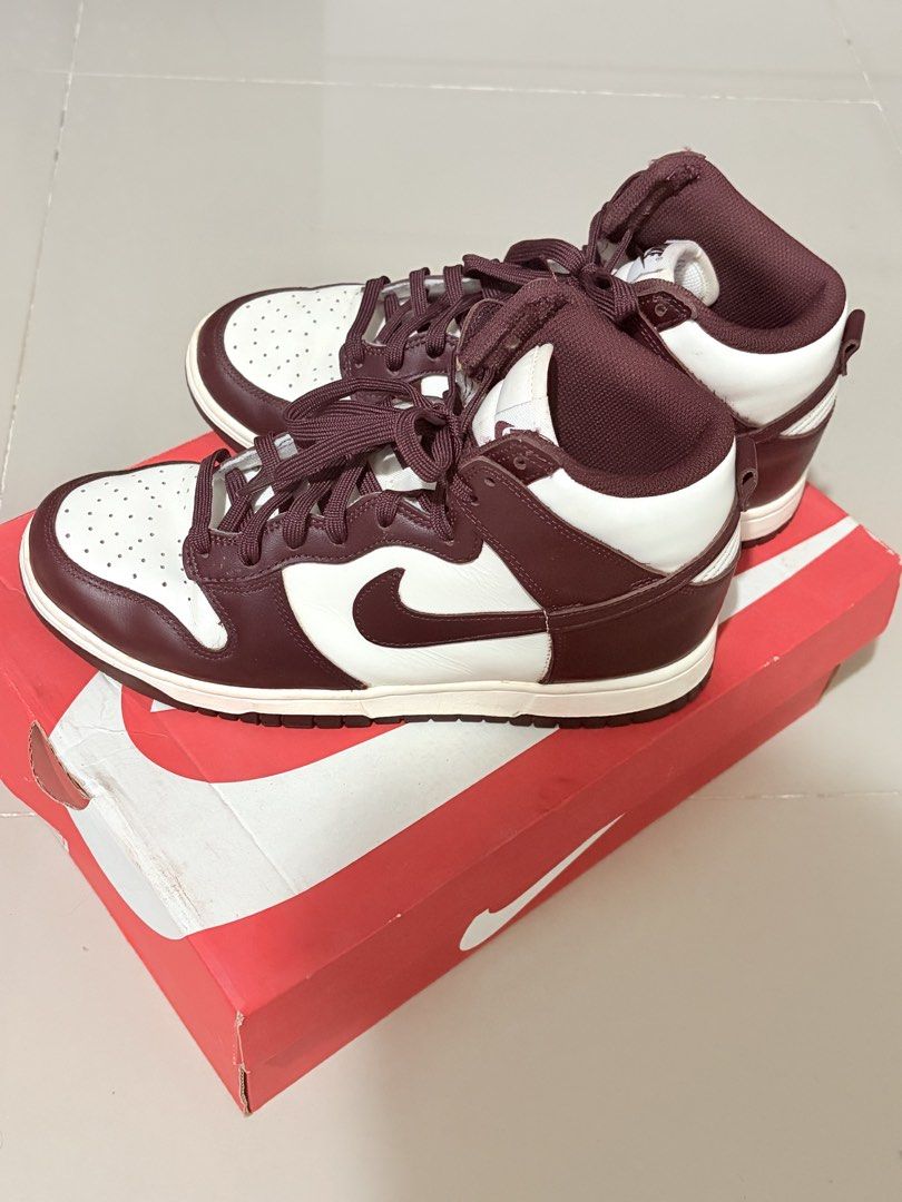 Nike Dunk High Burgundy Crush (Category: Sneakers) located in Quezon City. Submitted by airicakes (Listing ID 1427818130, Image 1). Description: Im size 8 Rfs- what to buy camera and additional funds lang. Hindi ko na rin nagagamit.