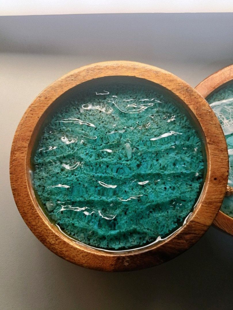 Ocean Wave Resin Coasters (Category: Other Kitchenware & Tableware) located in Calumpit. Submitted by ells25 (Listing ID 1427804322, Image 1). Description: Wooden coaster Handmade beach resin wave design by Mayari Crafts.