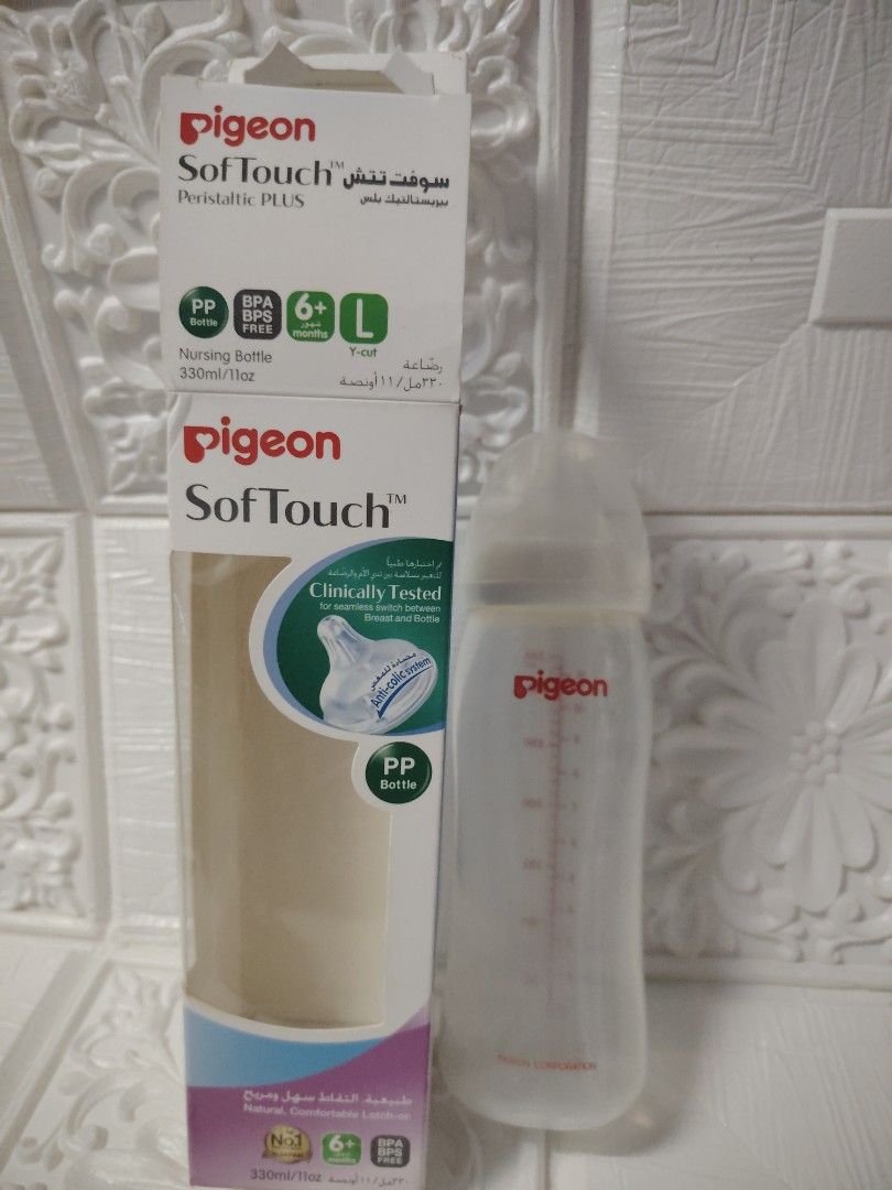 Pigeon SofTouch Nursing Bottle 330ml (Category: Breastfeeding & Bottle Feeding) located in Taguig. Submitted by i_am_blessygrei (Listing ID 1427808588, Image 1). Description: Nakatambak lang Hindi nagamit Pickup lang po COD/Gcash/BDO .