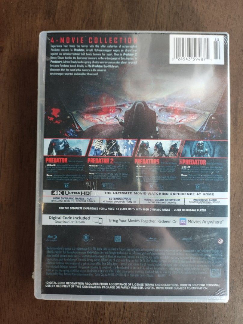 Predator Dvd R4 Predator 4-Movie Collection 4K Ultra HD Blu-ray, Hobbies & Toys, Music ...
