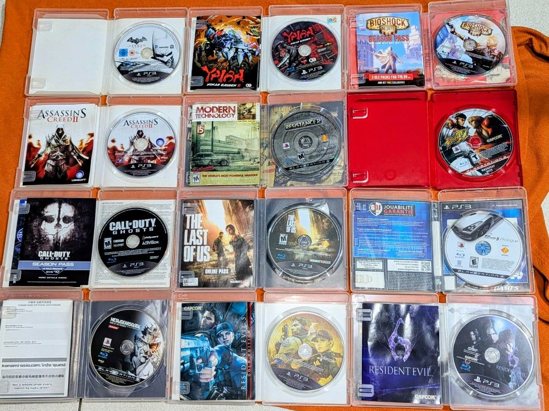 PS3 Games Collection Complete (Category: PlayStation) located in Marikina City. Submitted by daveazarc15386 (Listing ID 1427489356, Image 1). Description: PS3 Games for Sale Price Range: ₱200 – ₱500 Tomb Raider Trilogy (3 Games on 1 Disc) — ₱500 Dante’s Inferno: Divine Edition — ₱450 The Last of Us — ₱400 Twisted Metal — ₱400 Fight Night Champion — ₱400 Metal Gear Solid 4: Guns of the Patriots — ₱350 Yaiba: Ninja Gaiden Z — ₱350 Resident Evil 5 (