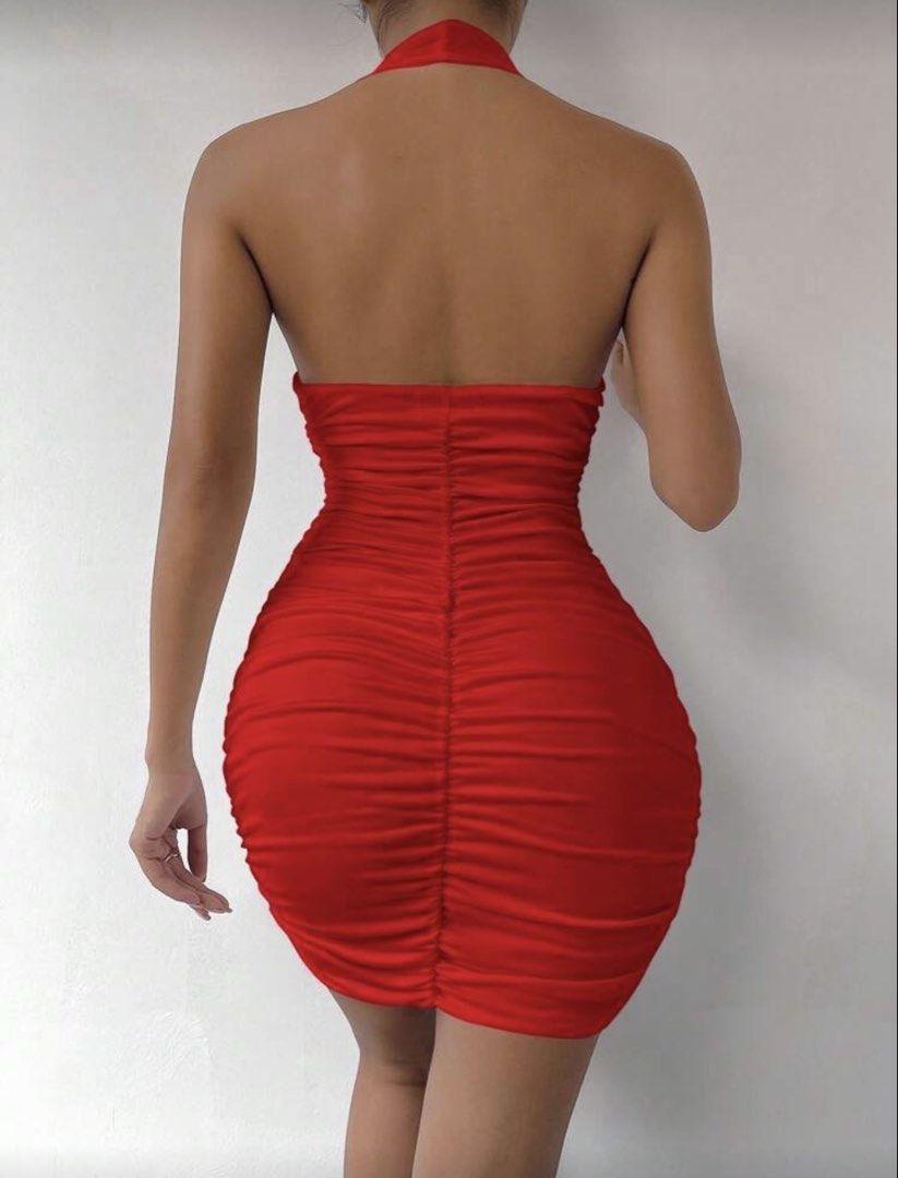 Red Halter Neck Ruched Dress (Category: Dresses) located in Makati City. Submitted by zes93 (Listing ID 1427828780, Image 2). Description: Red Halter Neck Ruched Dress..