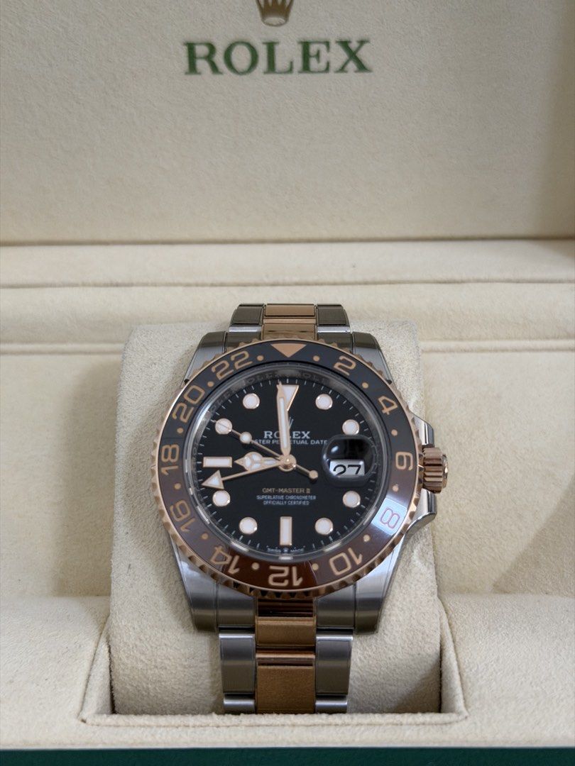 Rolex GMT Master II Rootbeer (Category: Luxury Watches) located in Quezon City. Submitted by nmimicu (Listing ID 1427847434, Image 1). Description: 40mm Year 2024 Full set Condition 9.8/10 San Juan City.