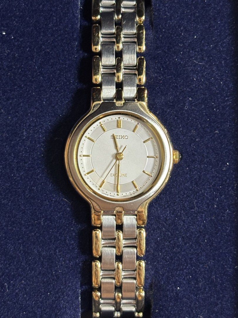Seiko Dolce and Exceline Pair Quartz Two Tone NOS Full Set (Category: Women's Watches) located in Cebu City. Submitted by anythingwithvalue (Listing ID 1427800968, Image 3). Description: Seiko quartz movement. accurate. no hassle daily use. Dolce (men’s). Exceline (ladies). matching pair set. classic two tone design. gold and silver. clean dress look. simple dial. elegant. timeless style. new old stock. unused condition. with original box. manual