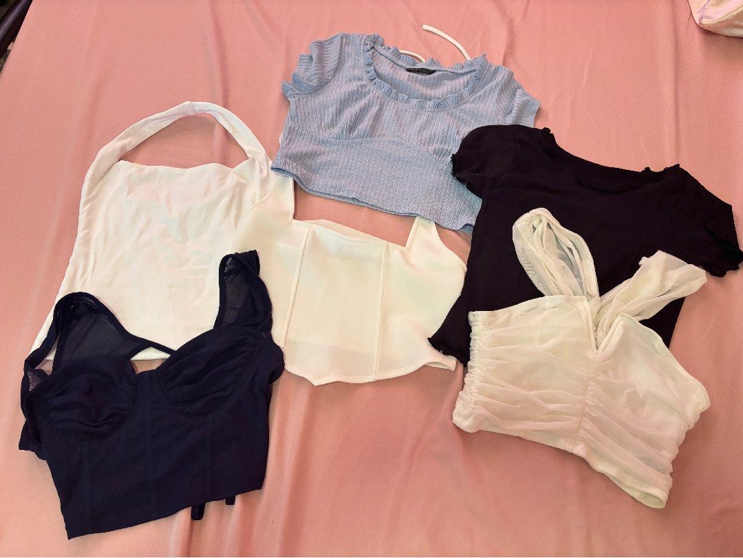 Sexy Halter Basic Tops [BUNDLE] (Category: Blouses) located in Bacolod City. Submitted by jeeyahsells (Listing ID 1427796403, Image 1). Description: XS-S Sold as bundle for ₱500 only, take all 6 sexy / basic tops! some are branded: shein, mera FIX PRICE ALREADY ₱500 + sf (JNT, with voucher discount) Offer aside from posted = ignore.