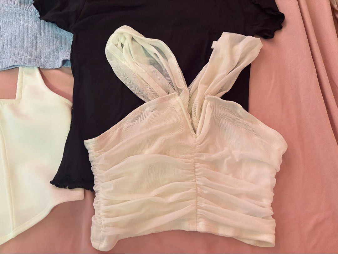 Sexy Halter Basic Tops [BUNDLE] (Category: Blouses) located in Bacolod City. Submitted by jeeyahsells (Listing ID 1427796403, Image 3). Description: XS-S Sold as bundle for ₱500 only, take all 6 sexy / basic tops! some are branded: shein, mera FIX PRICE ALREADY ₱500 + sf (JNT, with voucher discount) Offer aside from posted = ignore.