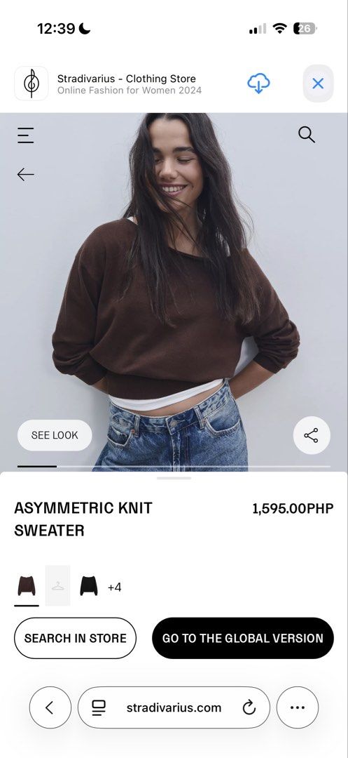 Stradivarius Asymmetric Knit Sweater (Category: Longsleeves) located in Taguig. Submitted by nics04433 (Listing ID 1427920602, Image 1). Description: Can fit xs-s.