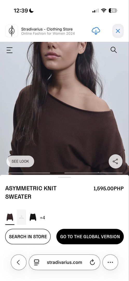 Stradivarius Asymmetric Knit Sweater (Category: Longsleeves) located in Taguig. Submitted by nics04433 (Listing ID 1427920602, Image 3). Description: Can fit xs-s.
