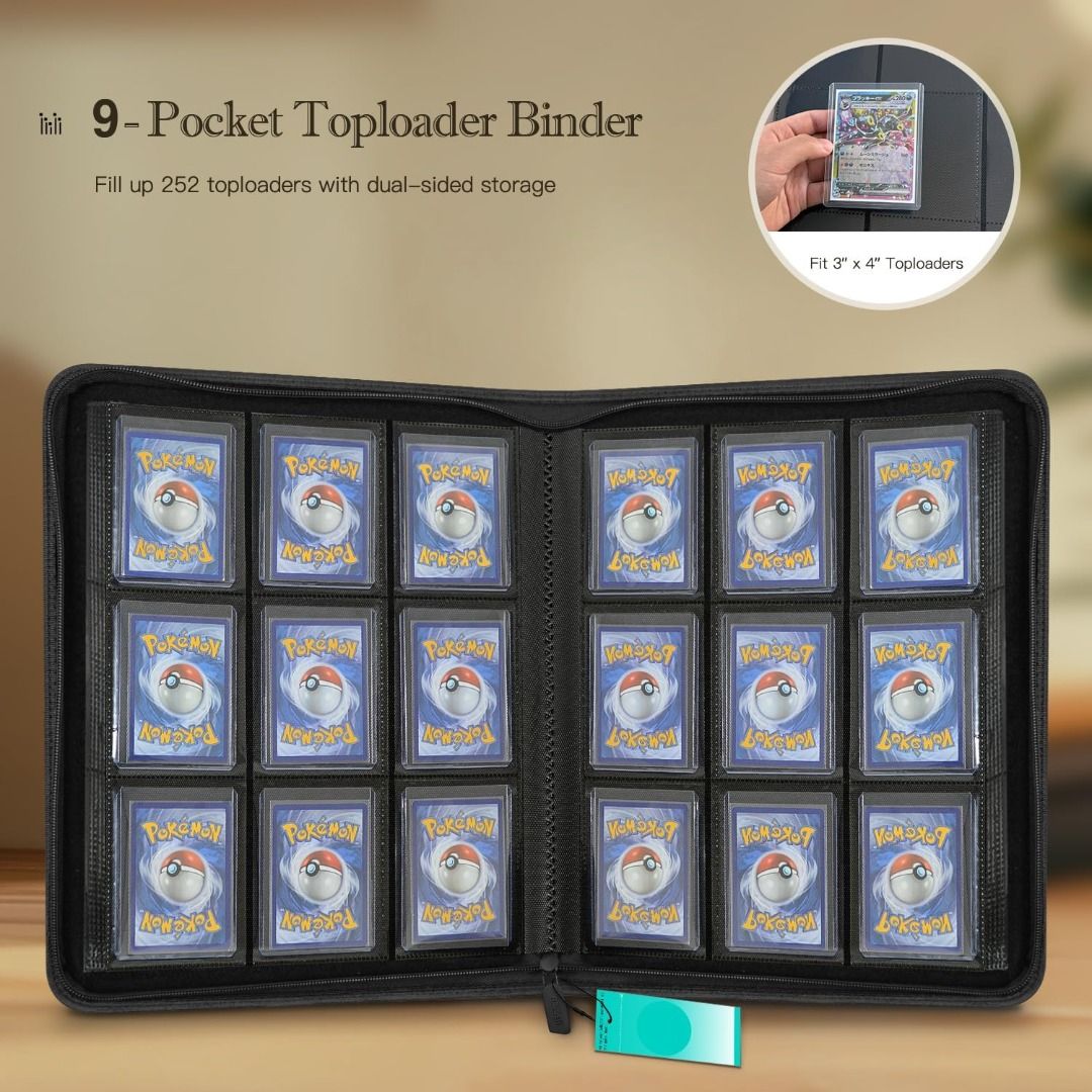 [instock] Toploader Binder, Oversized 9 Pocket 252 Top loaders Holder ...