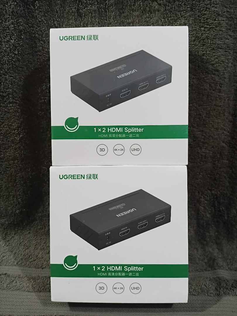 UGREEN 1x2 HDMI Splitter (Category: Cables & Adaptors) located in Manila. Submitted by chinggayg.190 (Listing ID 1427860526, Image 3). Description: Upgrade your setup with the UGREEN 1×2 HDMI Splitter — the perfect gadget for gamers, movie lovers, and anyone who wants smoother, more convenient multi-screen viewing! This high-quality HDMI splitter lets you connect 1 HDMI source to 2 displays at the same time without losing signal quality. Enjoy cr