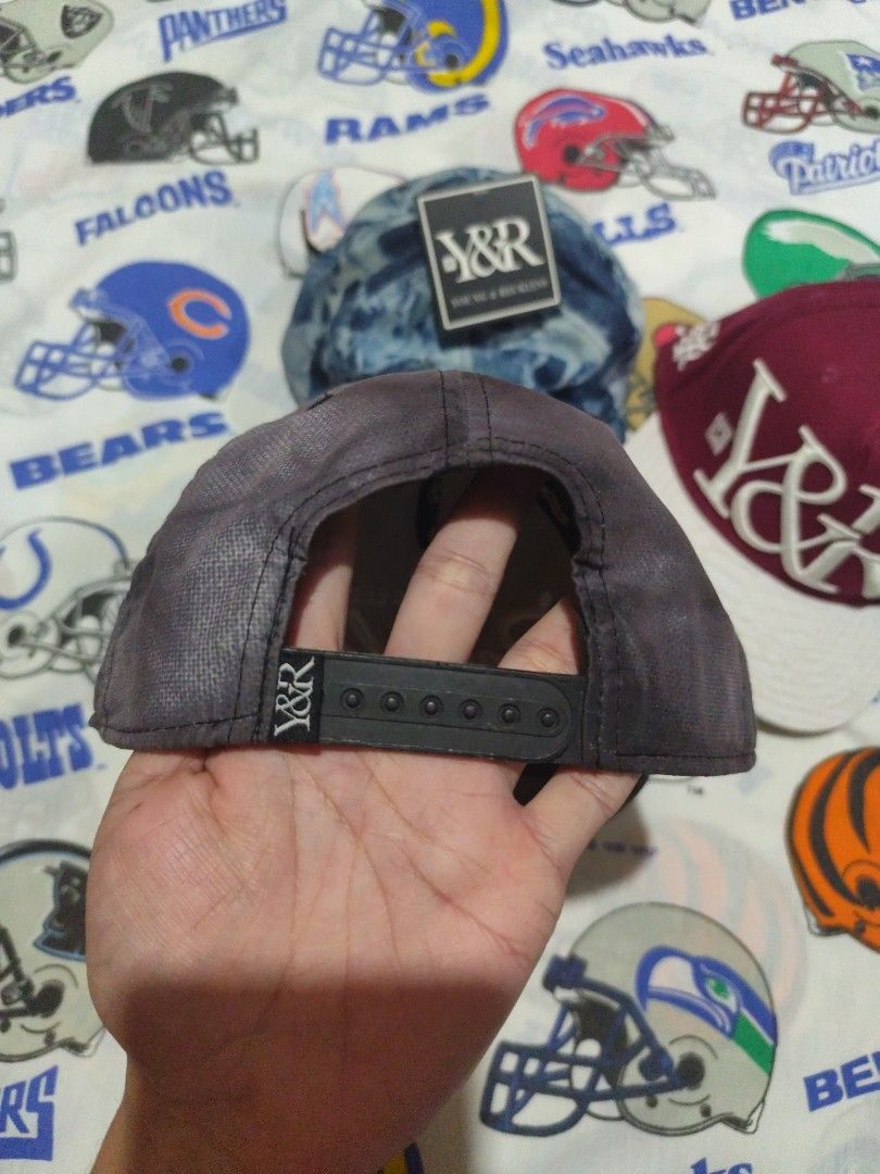 Y&R Reckless Caps ASPACK RUSH NEED CASH (Category: Caps & Hats) located in Baguio. Submitted by FRANKLIN (Listing ID 1427889998, Image 3). Description: Three Y&R Reckless caps are available. One is dark grey with "Los Angeles Reckless" on the front. Another is blue tie-dye with the Y&R logo. The third is maroon with a white brim and "Y&R" in large letters. All caps have adjustable straps at the back..