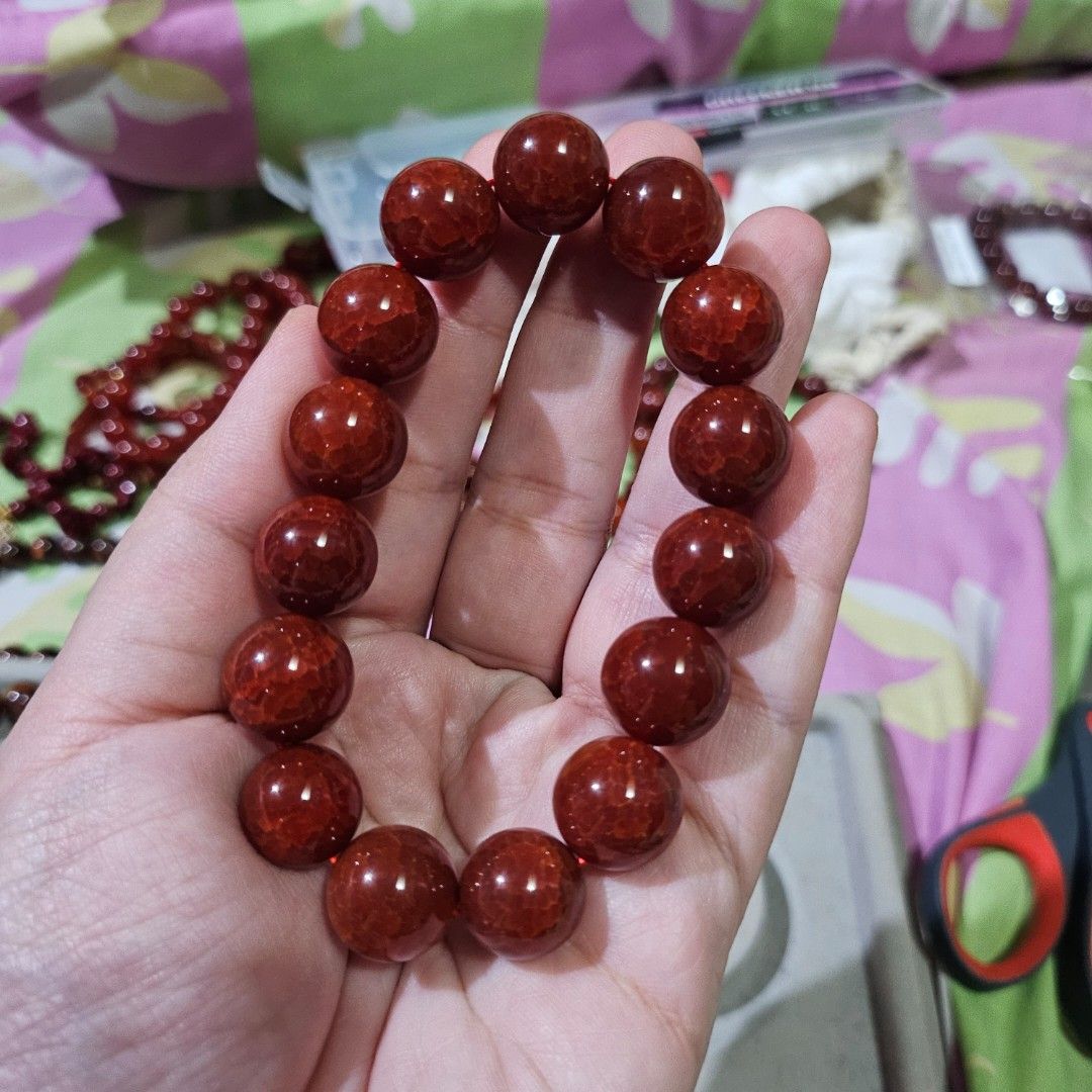 14mm Red Fire Agate Bracelet (17cm Wrist Size) (Category: Bracelets) located in Quezon City. Submitted by thesirenscavern (Listing ID 1428025842, Image 3). Description: Bead Size: 14mm Wrist Size: 17cm Wrist size can be downsized for free. ⚠️ Payment first before shipping⚠️ MOP: BDO, BPI, Metrobank, GCash, CIMB.