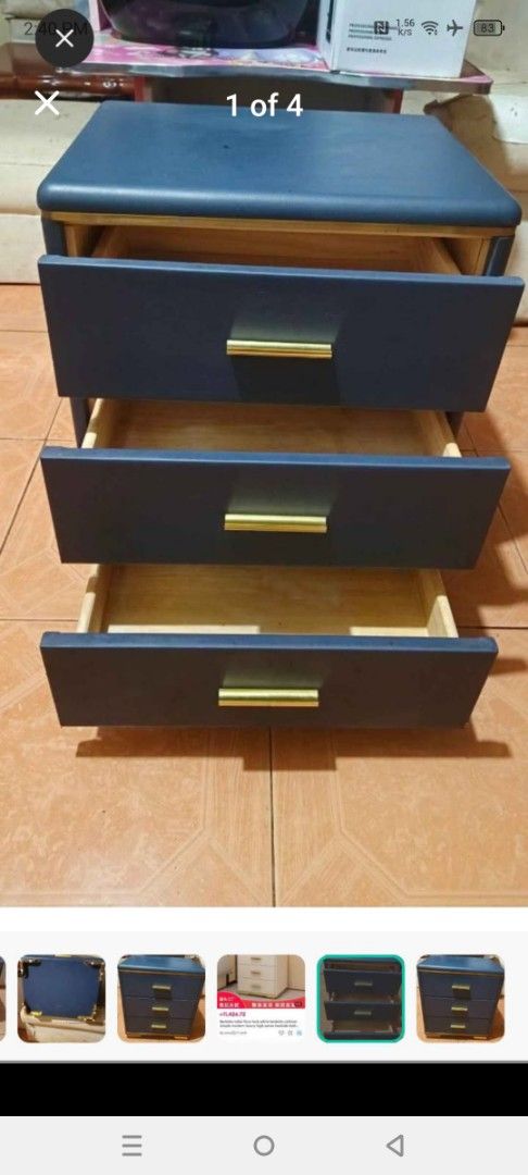3-Drawer Bedside Table (Category: Tables & Sets) located in Manila. Submitted by rhoze76 (Listing ID 1427978041, Image 1). Description: heavy duty sya super bigat maganda sa personal napaka classy .
