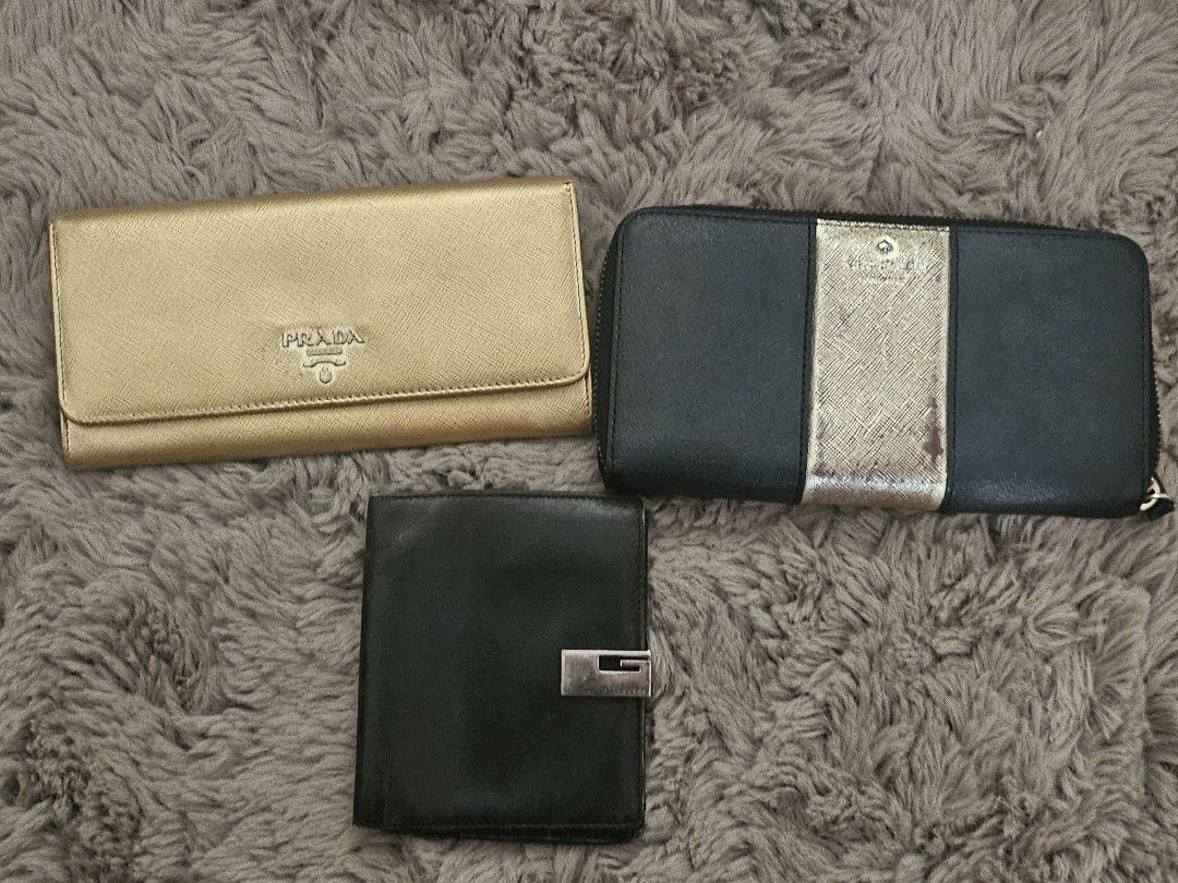 Authentic Wallet Bundle - Prada Gucci & Kate Spade [Vintage - Project Items] (Category: Luxury Bags & Wallets) located in Antipolo. Submitted by frostymmer (Listing ID 1428008931, Image 1). Description: bundle for Php 3,200 only All authentic Old and used hence, selling low.