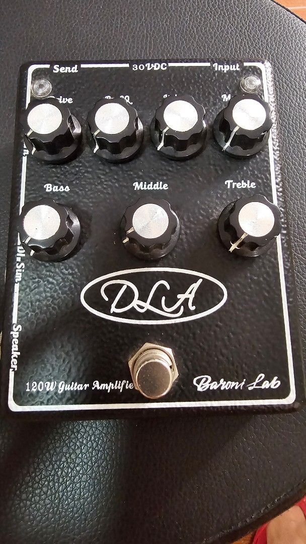 Baroni Lab DLA 120 (Doug Aldrich) Amplifier (Category: Musical Instruments) located in Las Pinas. Submitted by fohngee (Listing ID 1428015364, Image 1). Description: Doug Aldrich signature guitar amplifier in pedal form by Baroni Labs. 120 watts, can power 4x12 2 channel, clean and high gain Drive, EQ, Master volume controls Effects loop Built-in cab sim, can plug directly to interface with no cabinet Item is in very good physical and functional 