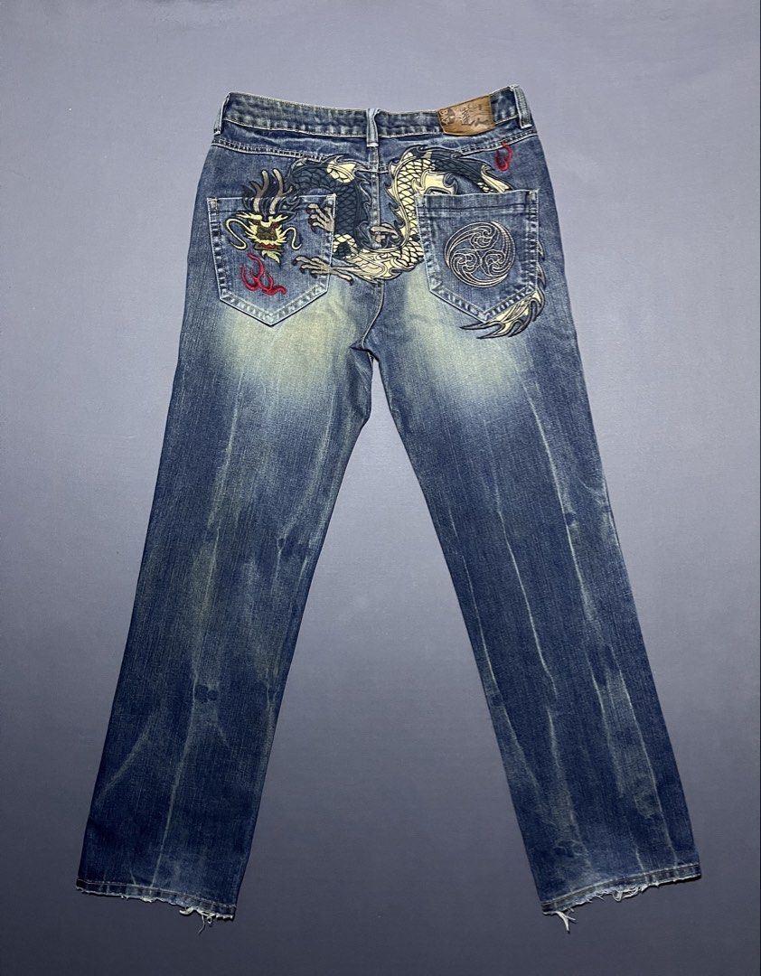 Big Train Japan Dragon Embroidered Jeans (Category: Jeans) located in Baguio. Submitted by azcollections_scar (Listing ID 1428004161, Image 2). Description: Big Train Japan Embroidery Full Dragon Embroidery Authentic W-35 L-44 Hem-8.75.