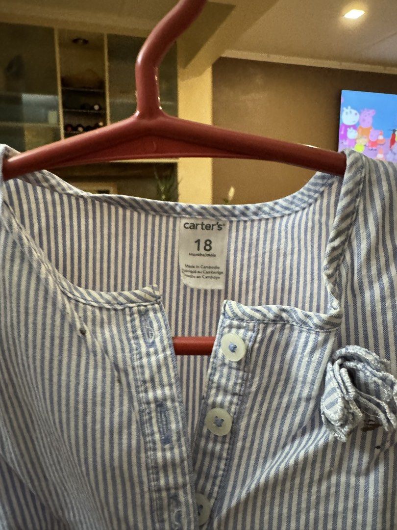 Carter's Striped Top - 18 Months (Category: Babies & Kids Fashion) located in Quezon City. Submitted by Lilac (Listing ID 1428002476, Image 2). Description: Ð��� Check out this adorable Carter's striped top, perfect for your little girl! The top features a cute striped design, a delicate flower detail, and button accents. It's a super comfy and stylish choice for everyday wear. Grab it now!.