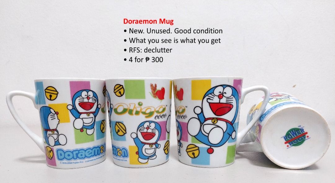 Doraemon Mug Set (Category: Coffee & Tea Tableware) located in San Juan City. Submitted by linlgoldfish (Listing ID 1427951797, Image 1). Description: Doraemon Mug Set • New. Unused. Good condition • What you see is what you get • RFS: decluttering.