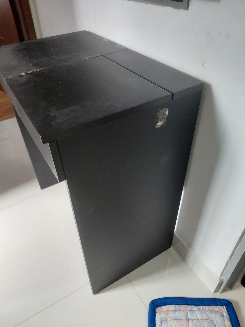 Dressing Table (Category: Tables & Sets) located in Singapore. Submitted by avf_solution (Listing ID 1427956360, Image 3). Description: Wall-mounted cabinet features a sleek black design with a built-in mirror. It has a shelf and a red interior. Perfect for storage or as a decorative piece..