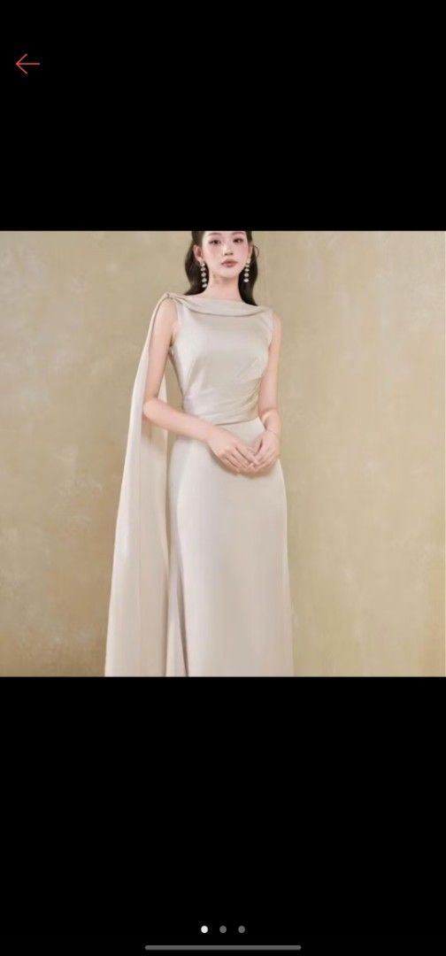Elegant Silk Dress (Category: Dresses) located in Manila. Submitted by ampee_ (Listing ID 1427968776, Image 3). Description: Size S Brand New with Tag ✨️✨️ Good Quality ❗️❗️❗️ Color: Light Cream.