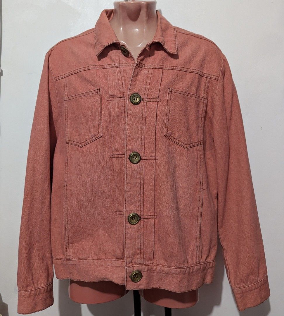 Folded & Hung Denim Jacket - L (Flesh) (Category: Coats, Jackets and Outerwear) located in General Trias. Submitted by mervcorner (Listing ID 1427936284, Image 1). Description: Unisex Jacket (Flesh) Brand: Folded & Hung Size: Large Denim 4 Pockets Seldom use. Presentable. For casual and formal wear. RFS: Decluttering Item Location: General Trias, Cavite Delivery thru lalamove (at buyer's expense) Contact 09918984245 if interested..