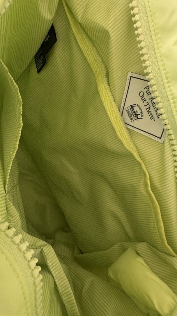 Herschel Supply Co. Quilted Tote Bag (Category: Tote Bags) located in Cavite. Submitted by pmspreloved (Listing ID 1427997706, Image 2). Description: Herschel Lime Green Puffy Tote Bag - slightly nego.