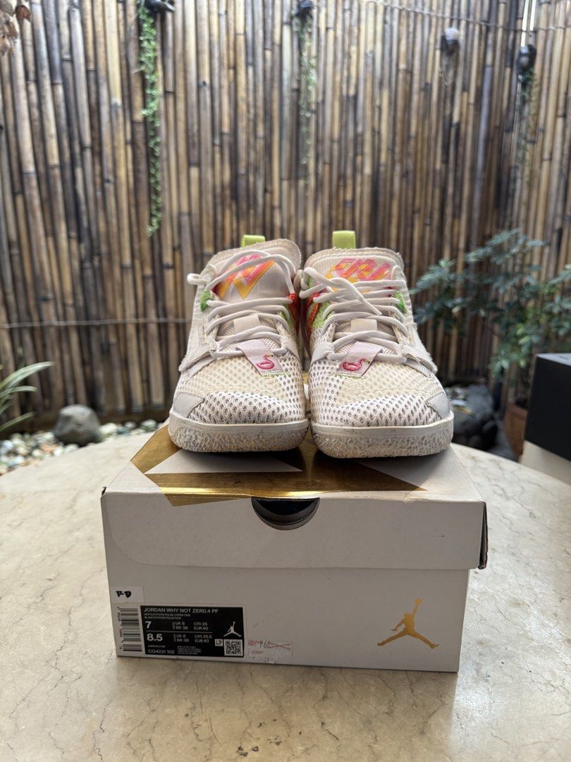 Jordan Why Not Zer0.4 PF (Category: Sneakers) located in Paranaque City. Submitted by nixcited (Listing ID 1427985150, Image 3). Description: Jordan Why Not Zero.4 Size US 8.5 Womens Size 7 Mens 255 cm Used twice SRP: P6,895, Selling for P1,800 .