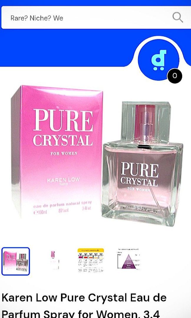 Karen Low Pure Crystal Eau de Parfum 100ml (Category: Fragrance & Deodorants) located in San Juan City. Submitted by yaz613 (Listing ID 1427959548, Image 2). Description: Never use...it's a gift...but I'm allergic to perfumes grab thisay tawad pa.