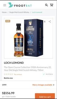 Loch Lomond The Open Course Collection 150th Anniversary 22 Year Old, American Oak & Haut-Médoc Claret Barrique Cask, 2021, 48.2% whisky bottle