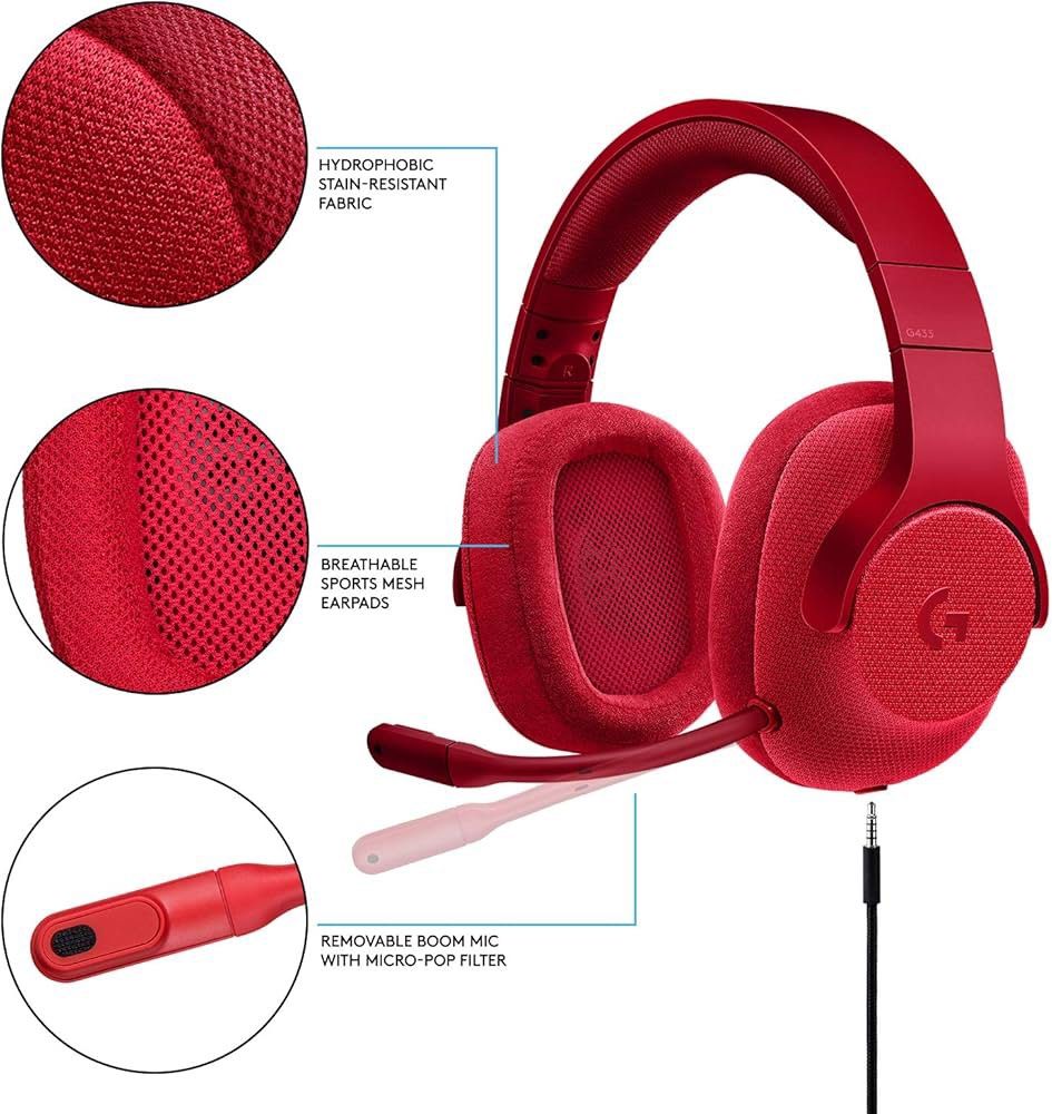 Logitech G433 Wired Headphone - Red416849995393945602