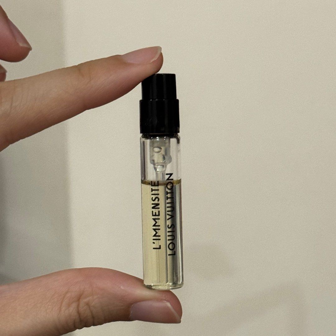 Louis Vuitton L'Immensite Perfume (Category: Fragrance & Deodorants) located in Quezon City. Submitted by scentsay_ (Listing ID 1428033231, Image 2). Description: LV L’Immensite EDP 2ml samples but sprayed 4-6 times There’s more than half left. Perfect if you want to try out the scent before deciding whether to purchase the full bottle. RFS: I prefer the other LV scents ☺️.