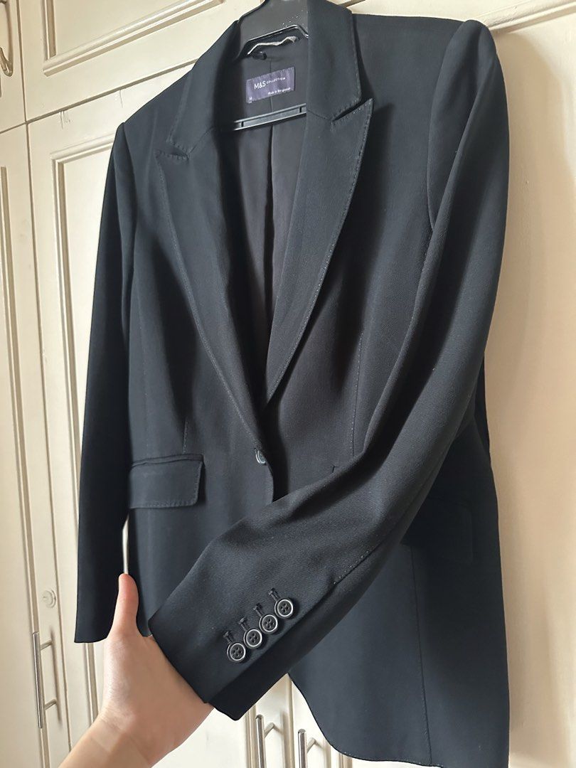 Marks & Spencer Blazer Womens (Category: Coats, Jackets and Outerwear) located in Quezon City. Submitted by adjesuss (Listing ID 1428038838, Image 2). Description: rfs: decluttering MOP: GCash Location: Quezon City (near Ever Commonwealth) L 67 W 44 Sleeve 62 Shoulder 40.