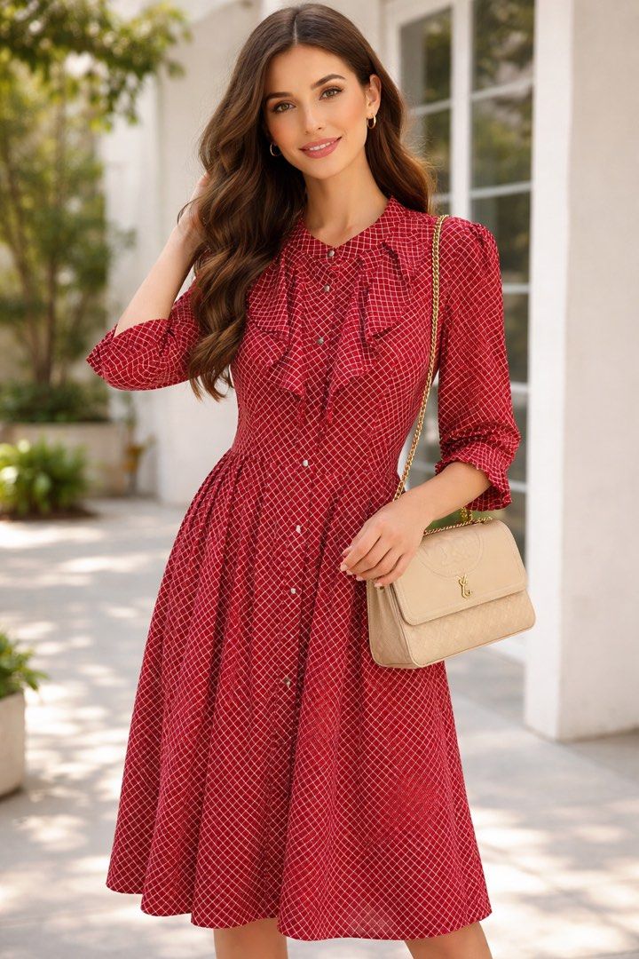 Maroon Plaid Midi Dress (Category: Dresses) located in Manila. Submitted by amethyste_ph (Listing ID 1426907167, Image 1). Description: .