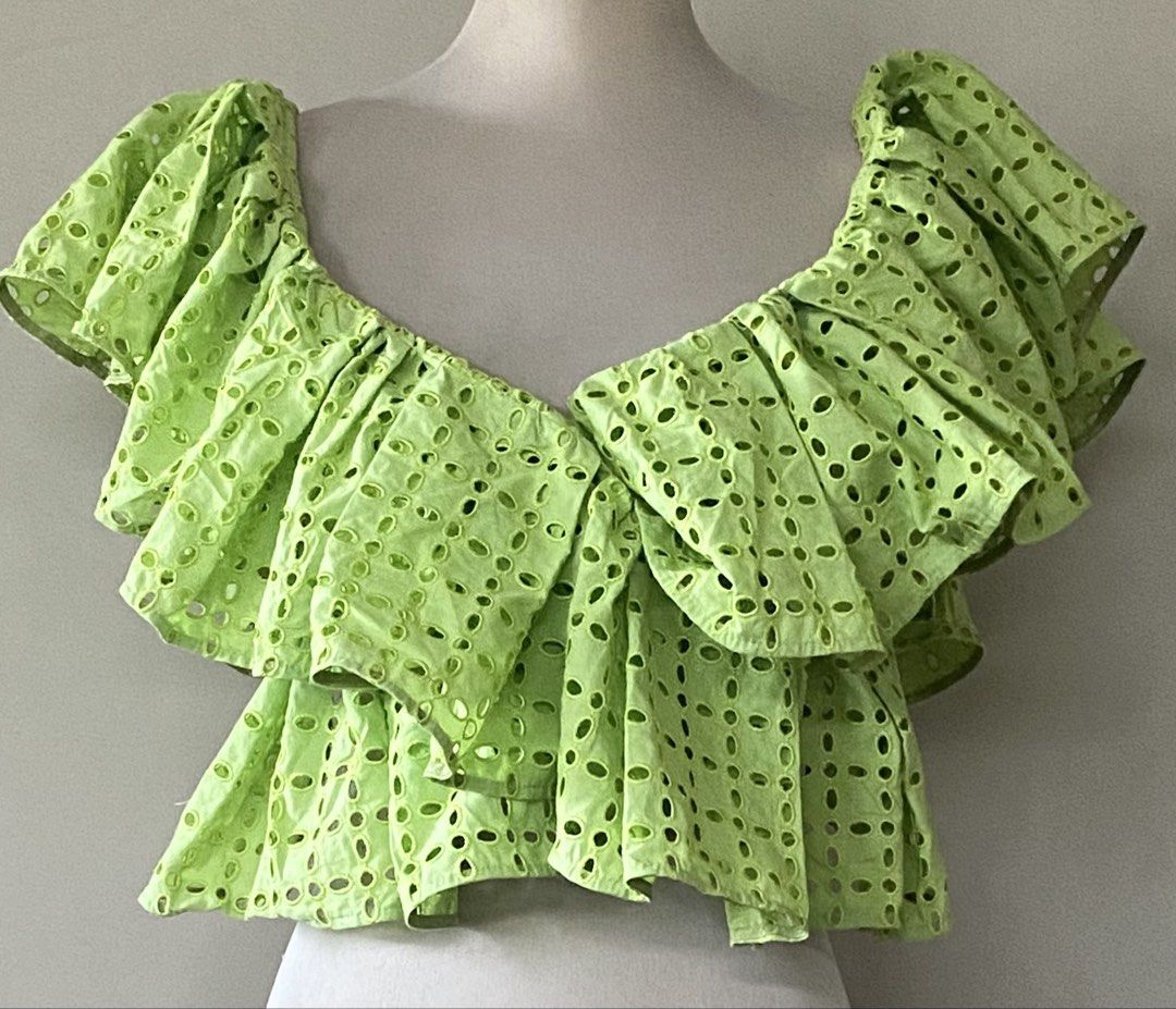 MSGM Eyelet Ruffle Top (Category: Sleeveless) located in San Pedro. Submitted by fromsissiescloset (Listing ID 1428094957, Image 1). Description: Ⓜ️SGM Milan0 Ruffle Eyelet Top - New with Tags - Size 42 Italy / Small ( chest 33"/34.5") - 55% Cotton 45% Polyester - Made in Italy - ₱800 No return / no exhange / no refund MOP gcash / buyer's shipping j&t .