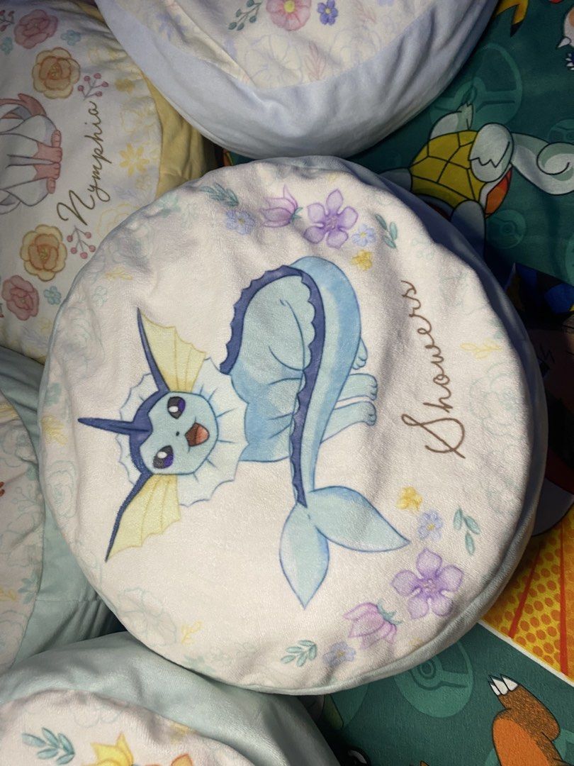 Pokemon Eevee Evolution Round Pillows (Category: Plushies & Soft Toys) located in Manila. Submitted by jongamba0773283 (Listing ID 1428094902, Image 3). Description: Selling Eeveelution Pillows set of 8 with free eevee pillow 3000.