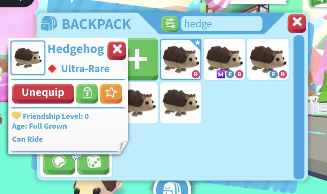 RIDE ONLY HEDGEHOG (Category: In-Game Products) located in Manila. Submitted by thevariousseller (Listing ID 1427991164, Image 2). Description: Really rare hedgehog from 2019 update 7 years ago.