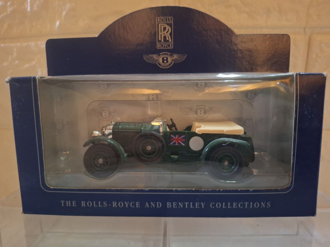 Rolls-Royce and Bentley Collections 1930 Bentley (Category: Vehicle & Diecast Models) located in Narvacan. Submitted by jigger85_2ndaccount (Listing ID 1427952575, Image 1). Description: Diecast model of a 1930 Bentley 4.5 Litre Blower from The Rolls-Royce and Bentley Collections. It is green in color and comes in its original box. The model features the Union Jack flag and a cream-colored top. Made in England..