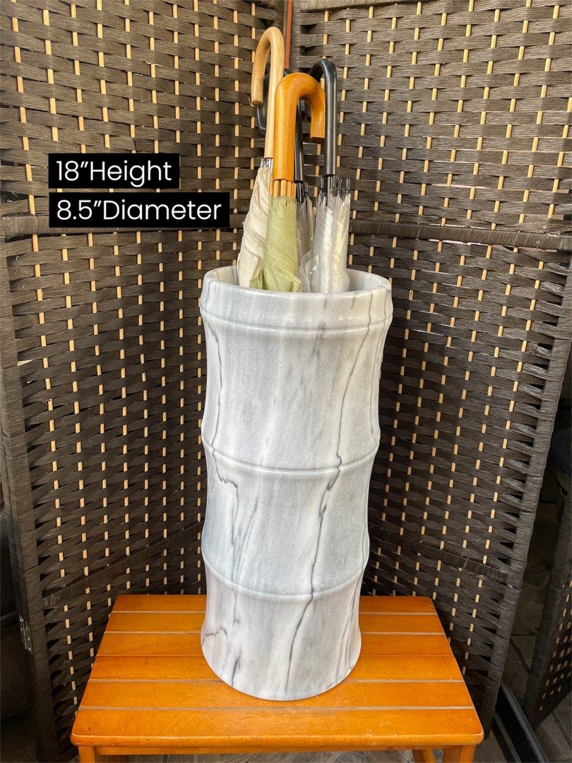 Solid Marble Umbrella Stand White & Gray Veined Stone (Category: Outdoor Furniture) located in Manila. Submitted by rarefindsph21 (Listing ID 1428025580, Image 1). Description: It’s great for entryways or covered patios. Marble makes it heavy and stable, but also harder to move. In very good condition.