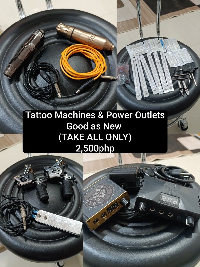 Tattoo Machines & Power Outlets Set (Category: Craft Supplies & Tools) located in Manila. Submitted by gats17 (Listing ID 1428074485, Image 1). Description: Complete tattoo machine and power outlet set. Includes various tattoo machines, power outlets, and needles. Take all items for the listed price. Perfect for aspiring tattoo artists or those looking to expand their equipment..