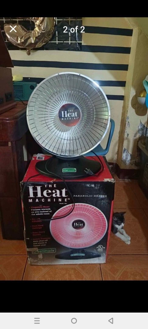 The Heat Machine Parabolic Heater (Category: Water Heater & Instant Showers) located in Manila. Submitted by rhoze76 (Listing ID 1427978560, Image 1). Description: parabolic heater 110v malaki ito.