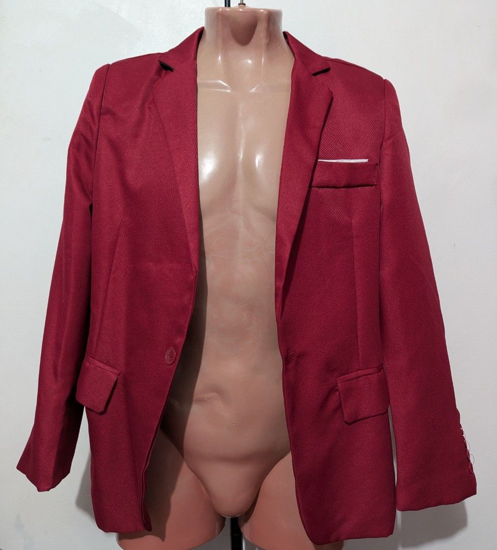 Unisex Americano Coat - M (Red) (Category: Coats, Jackets and Outerwear) located in General Trias. Submitted by mervcorner (Listing ID 1427936739, Image 2). Description: Unisex Americano Coat (Red) Brand: N/A Size: Medium 2 Pockets Length: 66 cm Bust: 92 cm Shoulder: 40 cm Sleeve: 60 cm This one has never been used in any occassion. Presentable. For casual and formal wear. RFS: Decluttering Item Location: General Trias, Cavite Delivery thru lalam
