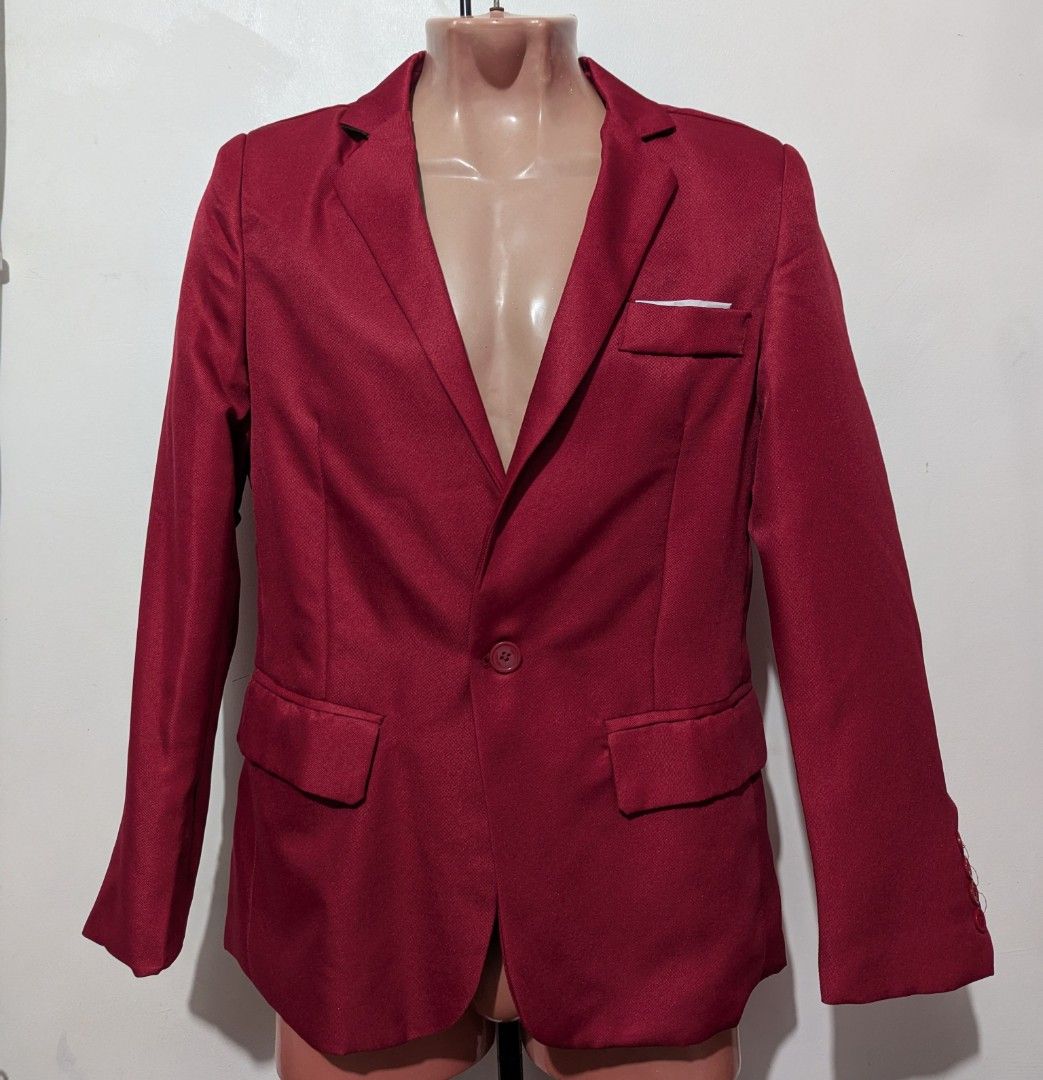 Unisex Americano Coat - M (Red) (Category: Coats, Jackets and Outerwear) located in General Trias. Submitted by mervcorner (Listing ID 1427936739, Image 1). Description: Unisex Americano Coat (Red) Brand: N/A Size: Medium 2 Pockets Length: 66 cm Bust: 92 cm Shoulder: 40 cm Sleeve: 60 cm This one has never been used in any occassion. Presentable. For casual and formal wear. RFS: Decluttering Item Location: General Trias, Cavite Delivery thru lalam