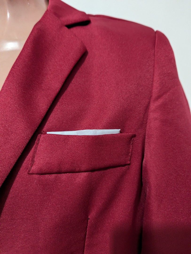 Unisex Americano Coat - M (Red) (Category: Coats, Jackets and Outerwear) located in General Trias. Submitted by mervcorner (Listing ID 1427936739, Image 3). Description: Unisex Americano Coat (Red) Brand: N/A Size: Medium 2 Pockets Length: 66 cm Bust: 92 cm Shoulder: 40 cm Sleeve: 60 cm This one has never been used in any occassion. Presentable. For casual and formal wear. RFS: Decluttering Item Location: General Trias, Cavite Delivery thru lalam