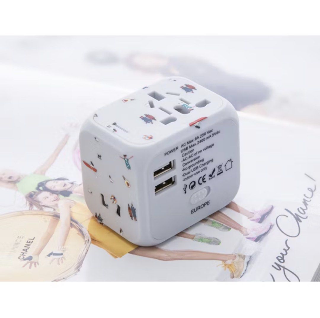 Universal Travel Adapter with Dual USB Ports