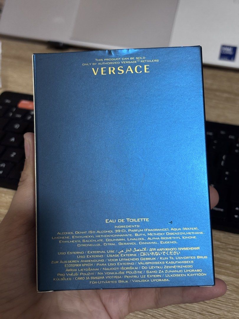 Versace Eros Eau de Toilette 100ml (Category: Fragrance & Deodorants) located in Quezon City. Submitted by prelovedbypla (Listing ID 1427944873, Image 2). Description: Authentic Versace Eros Eau de Toilette. This fragrance comes in a 100ml bottle. Eau de Toilette with a natural spray..