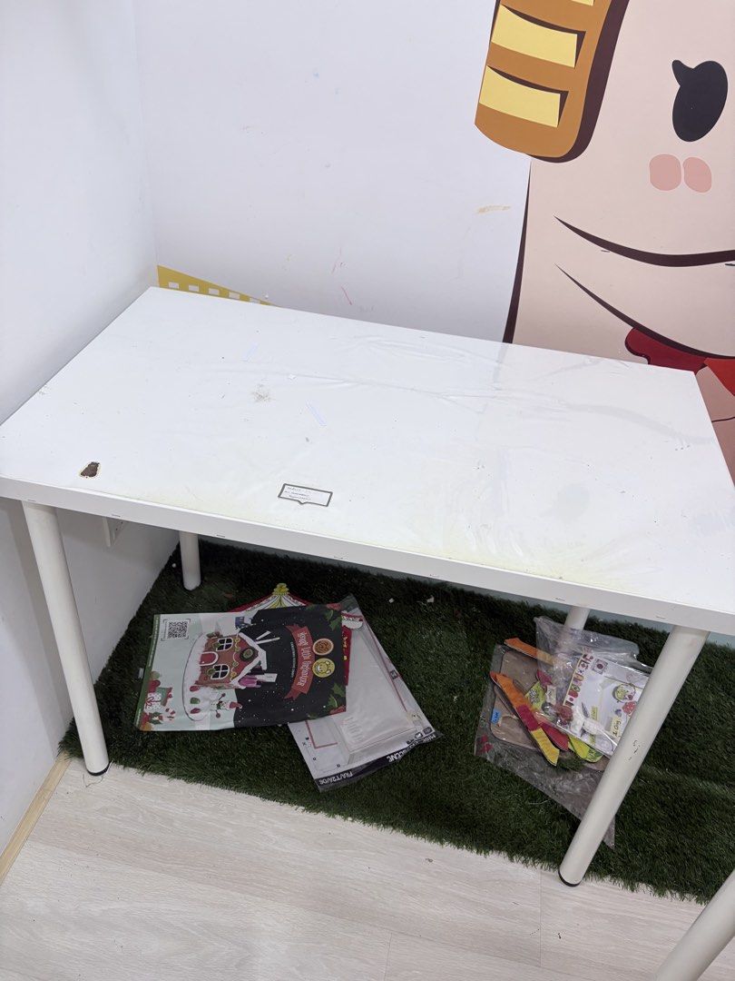 White Study Table (Category: Tables & Sets) located in Kuala Lumpur. Submitted by cincaisell2 (Listing ID 1428028077, Image 1). Description: Letting go as this table is extra to us. Dimension: 100 cm x 60 cm x 74 cm height RRP price in IKEA is RM129 .